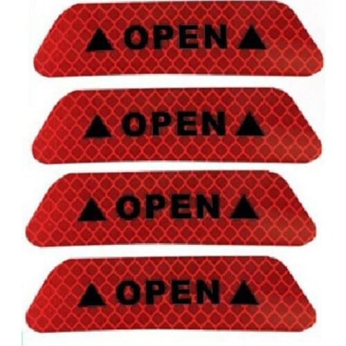 4PCS/SET Car Styling Warning Car Sticker Affixed To The Door To Open The Door Crash Safety Warning Stickers Reflective
