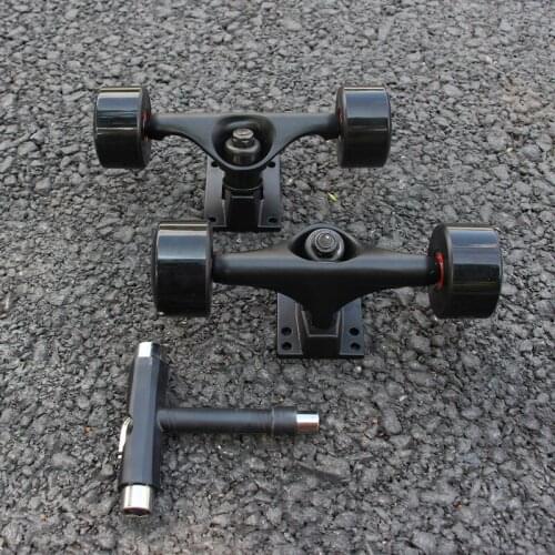 5inch Black Skateboard Truck 55*32mm 78AB Skateboard Wheels Black PU Wheels ABEC-9 High Speed Red Rubber Seal Bearings