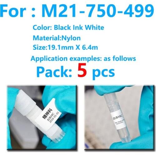 5 Pack M21 750 499 High Adhesion Cloth Label Tape for M21-750-499 Black On White 4.9M Nylon for BMP21 Plus and LABPAL printer