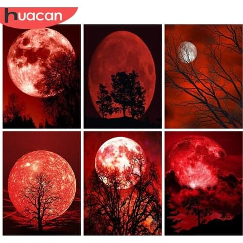 HUACAN Full Square Drill Diamond Painting Tree DIY Mosaic Tree 5d Diamond Embroidery Landscape Needlework Wall Art