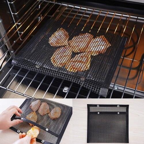 Non-Stick Mesh Grill Bag Barbecue Net Mat Bag BBQ Pad Kitchen Meat Vegetables Cooking Grilling Pouch High Temperature Resistant