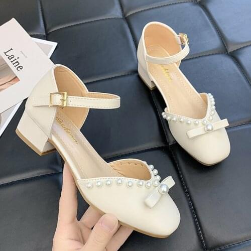 Summer Women Elegant Slides Sandals Heels Buckle Strap Beads Fashion Shoes Chaussure Femme Casual Girls Wedges Platform Zapatos