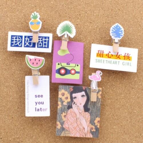 5pcs Wooden Clip Push Pins Decorative Thumbtack Leaf Pineapple Plant Shape Pushpin Stationary DIY Office School Binding Supplies