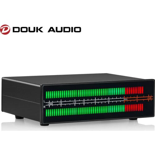 Douk Audio Dual Channel LED Sound Level Meter MIC+LINE Music Spectrum Visualizer Display Stereo Audio Splitter 3.5mm/RCA Adapter