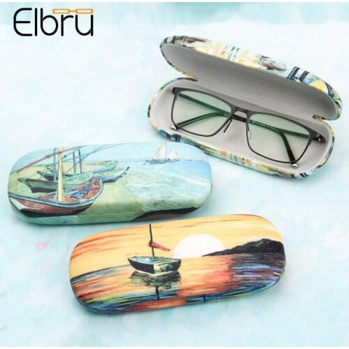 Elbru Oil painting Glasses Case Multiple Cases Reading Glasses Accessories Portable Sunglasses Box Student Fashion Colorful Bag