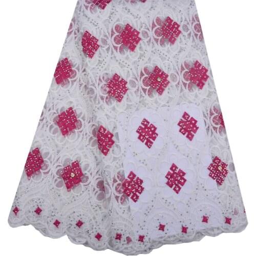 Hot Sale Soft Tulle Lace Fabric Fashion Milk Silk France Stones Swiss Voile Embroidered For Wedding Dress Free Shipping 1257