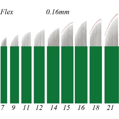 Dia 0.16mm 7/9/11/12/14/16/18/21Pins Permanent Makeup Eyebrow Tattoo Needles Blade For 3D Embroidery Microblading Tattoo Pen