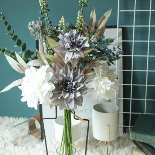 1PC Dahlia Bouquet Simulation Flower Bouquet Artificial Flower Wedding Party Decoration Home Decorative Fake Flower