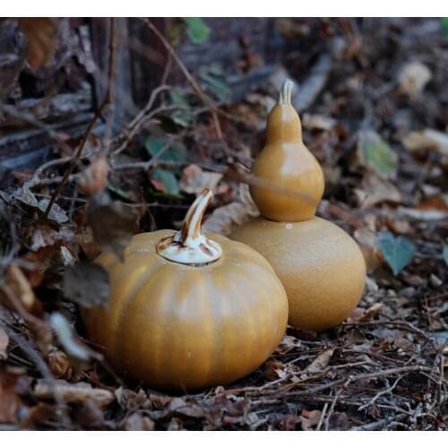 Ceramic handmade bionic pumpkin shape gourd shape tea jars pu 'er storage jars sealed pot