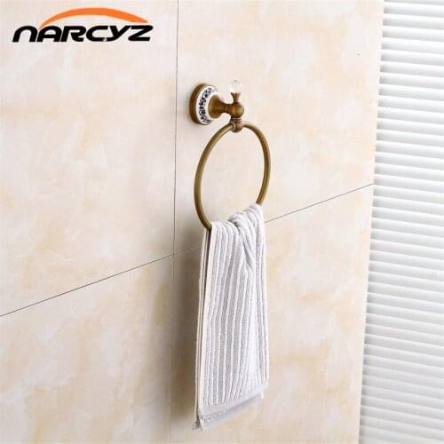 Free Shipping New Style Towel Rings Solid Antique Crystal Towel Ring Towel Holder Towel Bar Bathroom Accessories 9211K