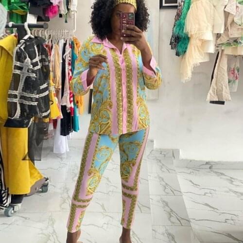 Two Piece Set Women Pant Suits Full Sleeve Turn Down Collar Blouse Shirt Tops Outfits Autumn New Street Style Casual Lounge Sets