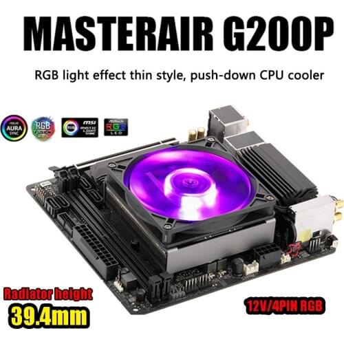 Cooler Master G200P U-shaped heatpipe Mini case HTPC heatsink 92mm RGB 4pin PWM quiet CPU Cooling fan For Intel 115x AMD AM4 AM3