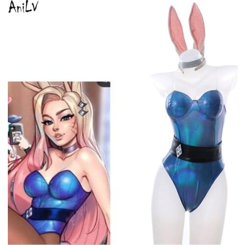AniLV Anime the Nine Tailed Fox Ahri Bodysuit Swimsuit Costume Bunny Girl Swimwear Uniform Pool Party Cosplay