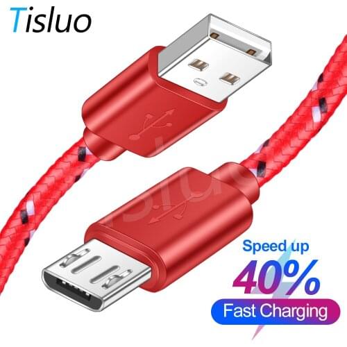 Tisluo Nylon Braided Micro USB Cable 1M Data Sync USB Charger Cable For Saumsung Xiaomi Huawei Tablet Android USB Phone Cables
