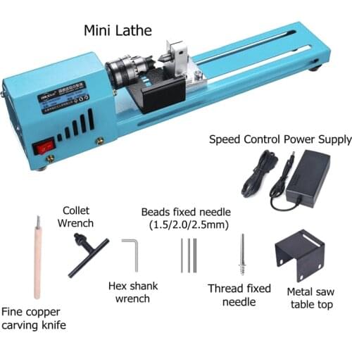 Mini DIY 150W Wood Lathe Bead Cutting Machine Grinding Drill Polishing Woodworking Tool JA55