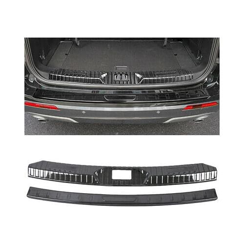 Black Inner + Outer Rear Bumper Protector Sill Plate Trim For Ford Explorer 2020