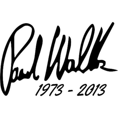 12.5*7.9CM Fast & Furious Paul Walker Signature Car Decals Creative Words Vinyl Car Stickers Black/Silver C9-0037