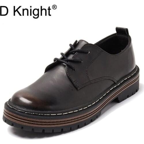 2020 New British College Oxfords Shoes For Women Girls Thick Bottom Female Harajuku Platform Shoes Retro Lace Up Brogues Creeper