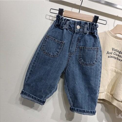 New Unisex Kids Jeans Casual Korean Loose Jeans for Boys Toddler Girls Pants Fashion Denim Pants 1 2 3 4 5 6 Y Child Harem Pants