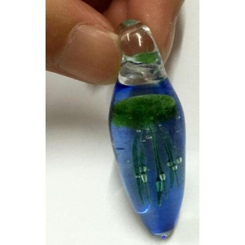 FREE SHIPPING New green Jellyfish blue Bottom glass beades Pendants fine jewelry