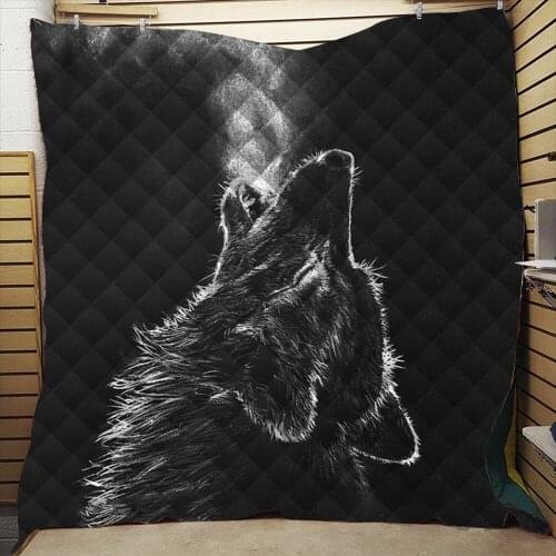 Power Black Wolf Shout Summer Quilt Blanket Mat 3D Printed Bed Sofa For Kids Adult Boy Girls Washable Gift