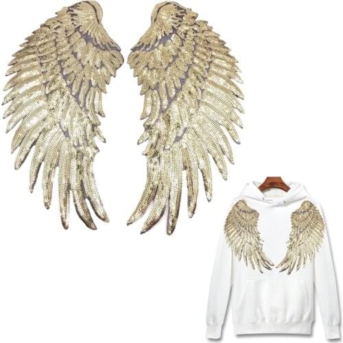 Prajna Colorful Rainbow Feather Wings Sequin Embroidered Patches Sew Iron On Badges For Clothes Appliques Craft Decor Stickers