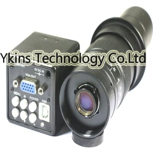 2 in 1 USB VGA outputs CCD CMOS industrial digital microscope Camera+130X OR 180X C-Mount lens for bga IC phone pcb