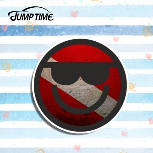 Jump Time 13cm x13cm Scuba Diver Flag Round Sticker Laptop Decal Cartoon Stickers Car Styling Motor Helmet Decor Car Accessories
