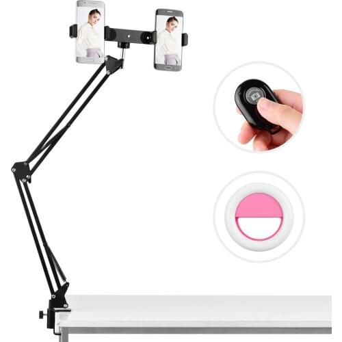 Adjustable Metal Stand Suspension Scissor Arm Bracket With Holder Bracket Ballhead Adapter LED Light for YouTube Live Video
