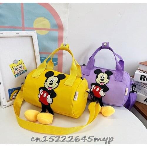 Disney Mickey Mouse Backpack Cartoon Handbag Kid Girl Storage Bag Mickey Minnie Mouse Bowling Shoulder Bag birthday Gift