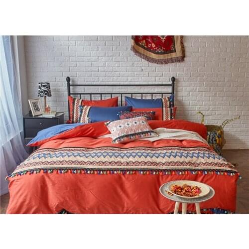 Mediterranean Embroideredy Egyptian cotton Wedding Bedding King size 4pcs Bedding set Duvet Quilt coverBedsheet Pillowcase