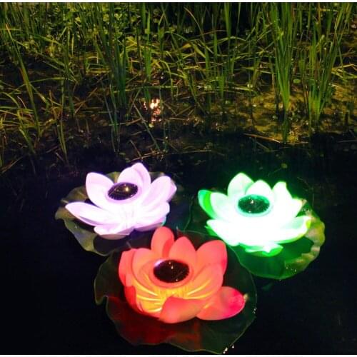 Solar Powered Led Lotus Lamp Outdoor Waterproof IP65 Lighting Swimming Pool Floating Flower Wishing Light Party Accessories