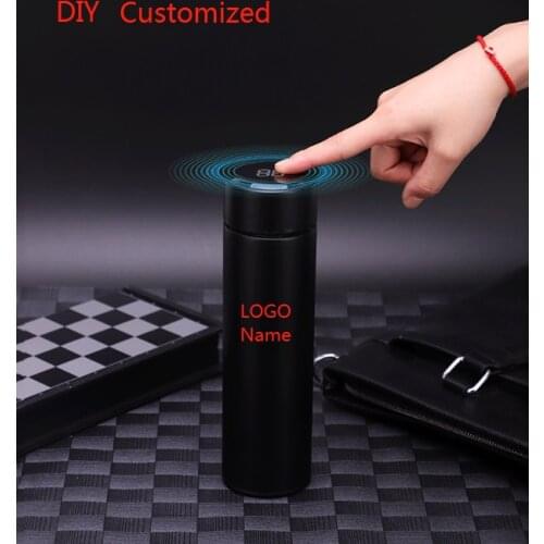 500ML Thermos LED display temperature Lid DIY Customize Laser Engrave LOGO Name Vacuum flasks Stainless Steel Thermal Bottle