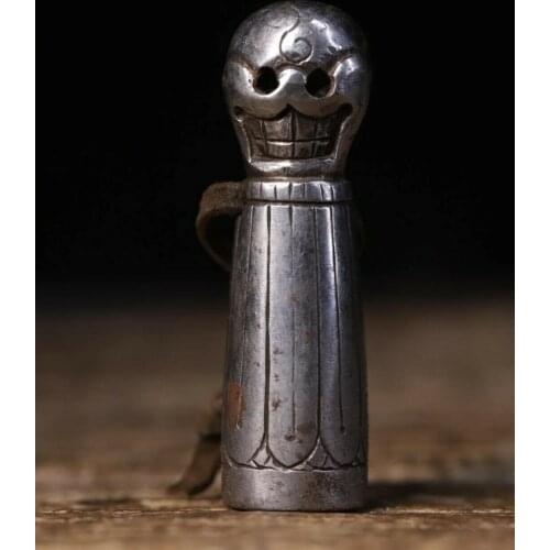 Tibet Meteorite Iron Tiantie 8 Treasures Symbol One of Seal Stamp Signet Pendant Desk Decoration Collection Ornaments