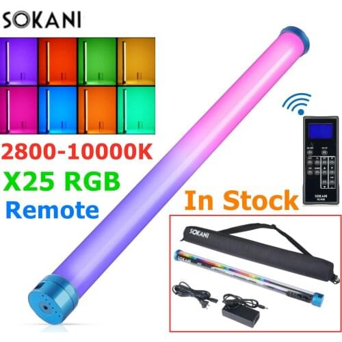 In stock! SOKANI X25 Bi-Color Led RGB Light Portable Handheld Tube Stick CTT Photography Lighting Wireless Remote Control Lamp