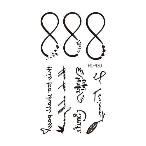 Feather Letter Bird Temporary Tattoo Sticker Waterproof Women Men Adults Fake Body Art New Design 10.5X6cm Kids Hand Tatoo