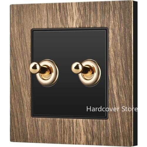 High Quality Home Improvement Retro Wall Light Brass Lever Wood Grain Color Panel Switch 1-4 Gang 2 Way Toggle Switch