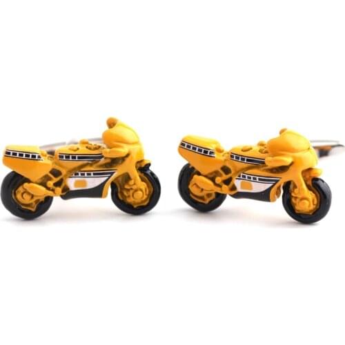 Yellow motorcycle modeling spray printing cufflinks shirts cufflinks cuff factory direct sale free shipping