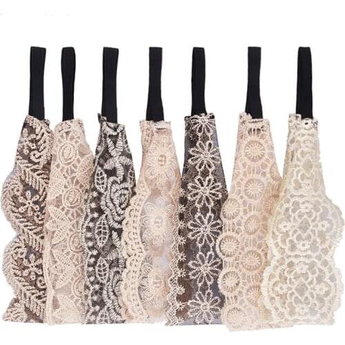 European Style Women Lace Embroidered Flowers Wide Headband Hair Headwear Chiffon Turban Ladies Hair Accessories Drop Shipping