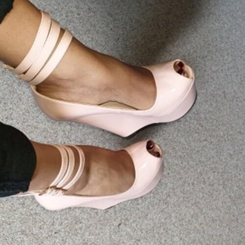 2021 Fashion High Heels Elegant high-heeled wedges woman shoes, peep toe pump, 15cm heels high