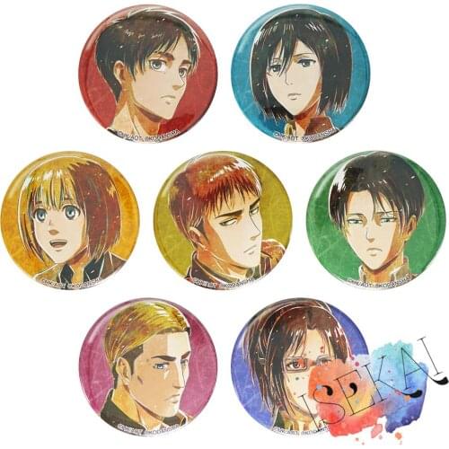 Attack on Titan Anime Badge Erwin Smith Eren Levi Armin Arlelt Zoe Hange Hans Jean Kirstein Metal Badge Brooch Pins
