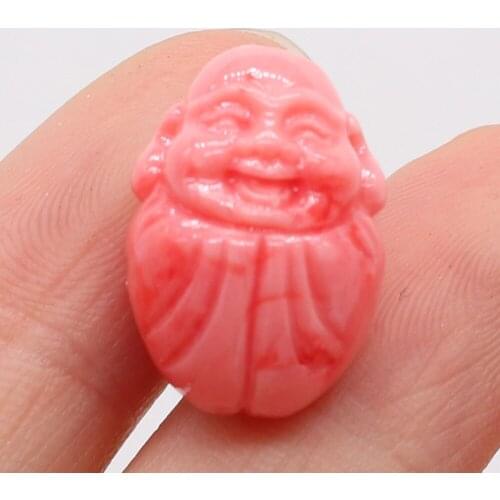 20Pcs Hot Sale Natural Pink Coral Bead Buddha-Shaped Through-Hole Beads For Jewelry Making DIY Necklace Bracelet Accessory