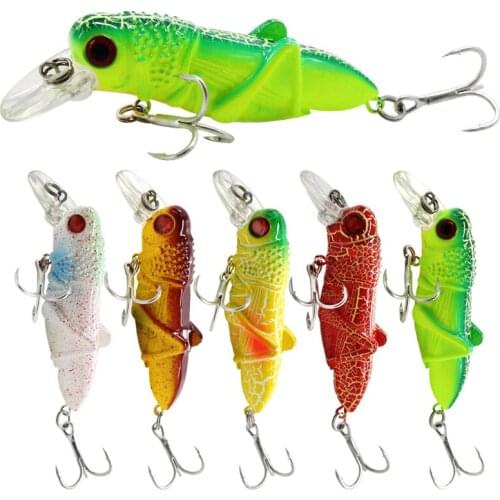 2PCS 65mm10g Hard Bait Floating Insect Mino MINNOW Simulation Grasshopper Lure Topmouth Culter Fishing Artificial Luer