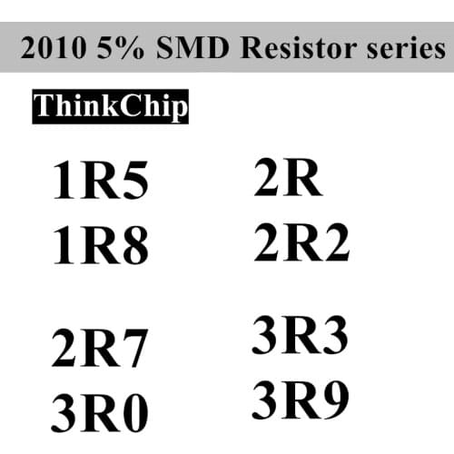 200 pcs) 2010 5% SMD Resistor series 25PCS*8 Values (1R5 1R8 2R 2R2 2R7 3R0 3R3 3R9)