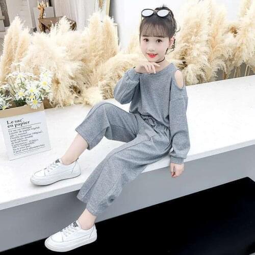 Girls Clothes 2021 Autumn Spring Off Shoulder Long Sleeve Shirts + Pants Suit Kids Clothe Teen Children Clothing Sets 4-14 Years