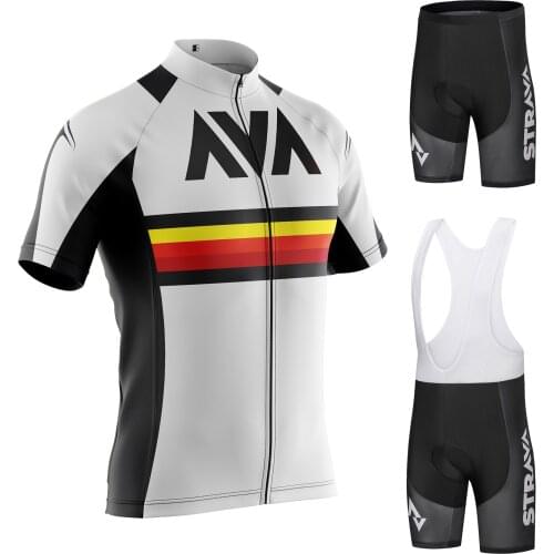 2021 STRAVA pro team Cycling Jersey Men Set Bib Shorts Set Summer Mountain Bike Bicycle Suit Bicycle Racing Uniform Clothes