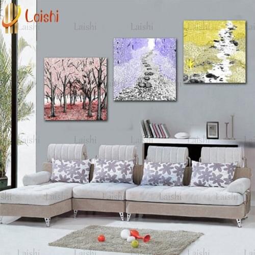 3pcs Diamond Painting landscape 5D Full Square round Diamond Embroidery Mosaic Picture Of Rhinestones Handicraft home decor