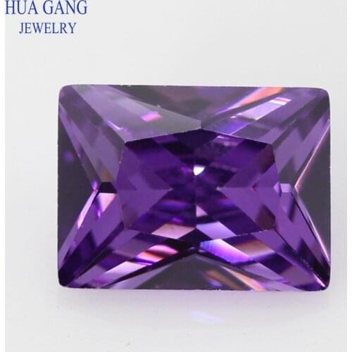 5A Purple Rectangle Shape Cut CZ Stone Synthetic Gems Cubic Zirconia For Jewelry Size 2x4~15x20mm Free Shipping