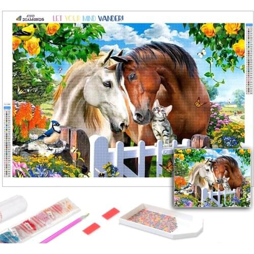5D DIY Diamond Painting Horse Mosaic Full Diamond Embroidery Animal Stitch Kits Picture Rhinestones Wall Stickers Art Room Decor