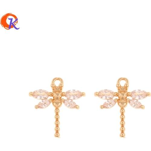 Cordial Design 50Pcs 14*15MM Jewelry Accessories/DIY Earring Making/Pendant/Dragonfly Shape/CZ Charms/Hand Made/Earring Findings